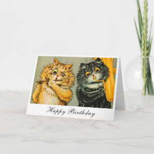 Tarjeta Vintage Louis Wain Gatos Musicales Divertidos Feli