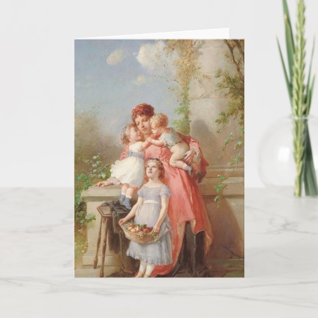 Tarjeta Vintage - Madre e hijos (Anverso)