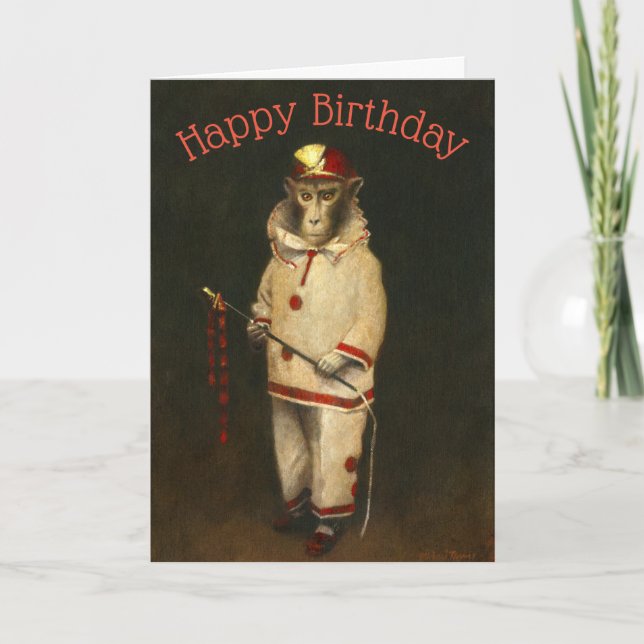 Tarjeta Vintage Magic Monkey Birday Card (Anverso)
