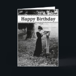 Tarjeta Vintage Mailbox Happy Birthday<br><div class="desc">A vintage photograph of a woman dropping a letter into a mailbox makes a lovely birthday card for a special person.</div>