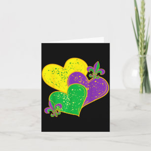 Tarjeta Vintage Mardi Gras 2025 Corazones Lindos San Valen