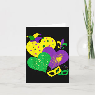 Tarjeta Vintage Mardi Gras 2025 Corazones Lindos San Valen