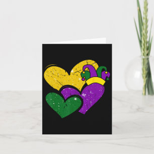 Tarjeta Vintage Mardi Gras Corazones Lindos Niñas Mujeres 