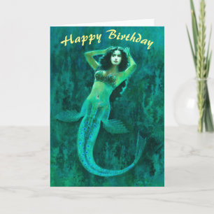Tarjeta Vintage Mermaid Birday Card