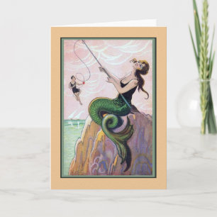 Tarjeta Vintage Mermaid Romantic Love Card