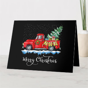 Tarjeta Vintage Merry Christmas Red Truck Old Fashioned Ch