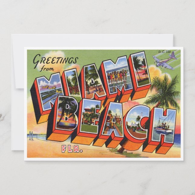 Tarjeta Vintage Miami Beach (Anverso)