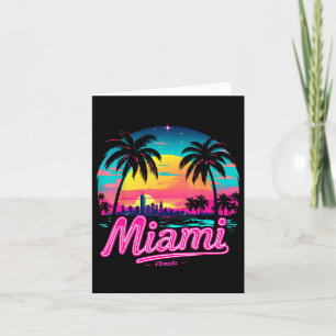 Tarjeta Vintage Miami Beach - Retro 305 Florida Sunset Gra