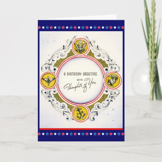 Tarjeta VIntage Military Birthday Card (Anverso)