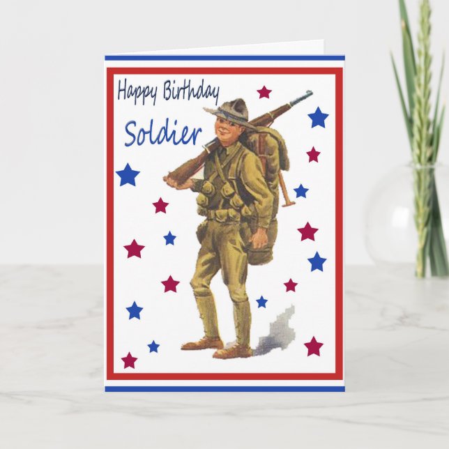 Tarjeta Vintage Military Happy Birday Card (Anverso)
