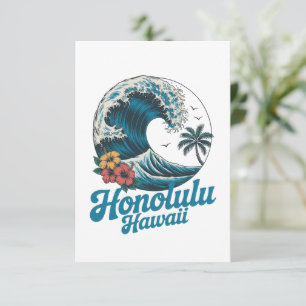 Tarjeta Vintage Minimal Honolulu Hawái Viaje Aloha