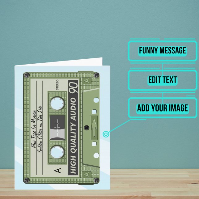 Tarjeta Vintage Mixtape Cassette Cumpleaños (You can still send a mixtape today with this funny card. )