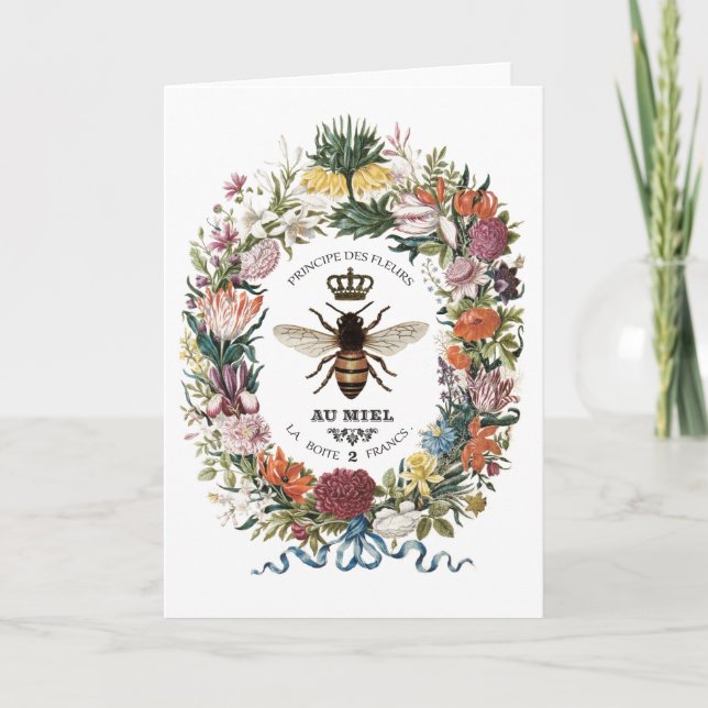 TARJETA VINTAGE MODERNA BOTANICAL QUEEN BEE (Anverso)