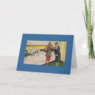 Tarjeta Vintage muestra castellano a anciana