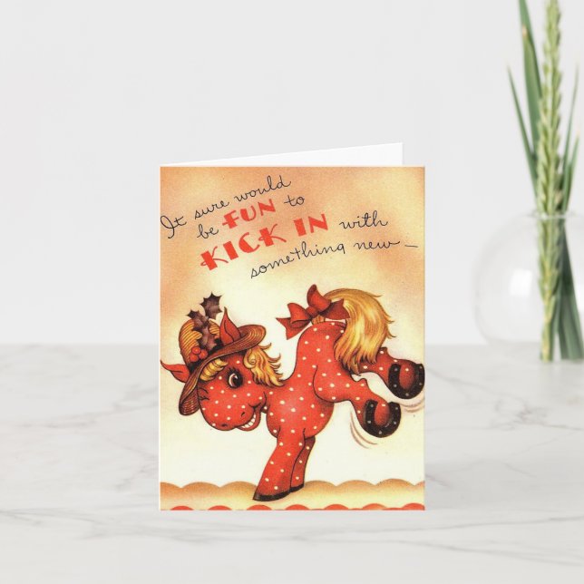 Tarjeta Vintage Mule Kick Holiday Card (Anverso)