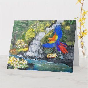 Tarjeta Vintage Multicolor Waterfall Garden Pintura de esc