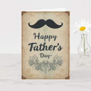Tarjeta Vintage Mustache Padres Día Estilo Retro
