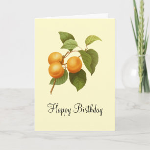 Tarjeta Vintage Naranja Apricots Acuarela Cumpleaños