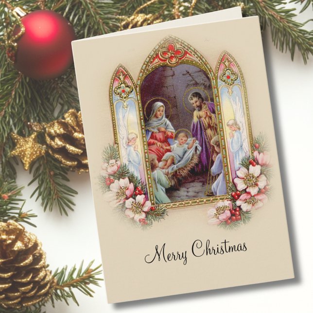 Tarjeta Vintage Natividad Navidades tradicionales sagrada  (Subido por el creador)