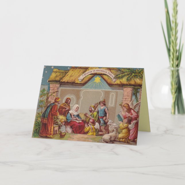 Tarjeta Vintage Nativity Scene Christmas Greeting Card (Anverso)