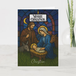 Tarjeta Vintage Nativity Scene Feliz Navidad
