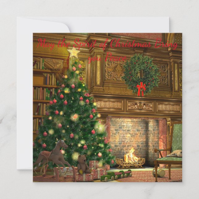 Tarjeta Vintage Navidades de Nochebuena saludan (Anverso)