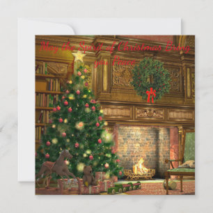 Tarjeta Vintage Navidades de Nochebuena saludan