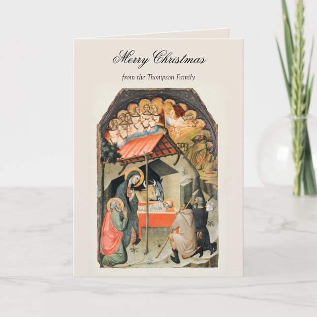 Tarjeta Vintage Navidades religiosos Natividad cristiana (Anverso)