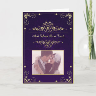 Tarjeta Vintage Ornate Elegante Púrpura Foto Personalizada