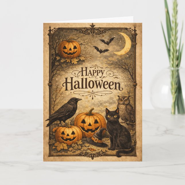 Tarjeta Vintage Ornate Halloween (Anverso)