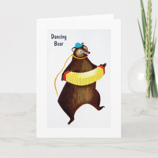 Tarjeta Vintage - oso del baile, (Anverso)