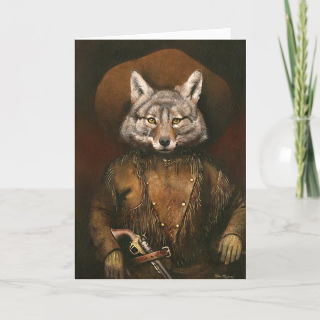 Tarjeta Vintage Outlaw Coyote Greetings Card (Anverso)