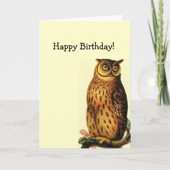 Tarjeta Vintage Owl Birthday (Anverso)