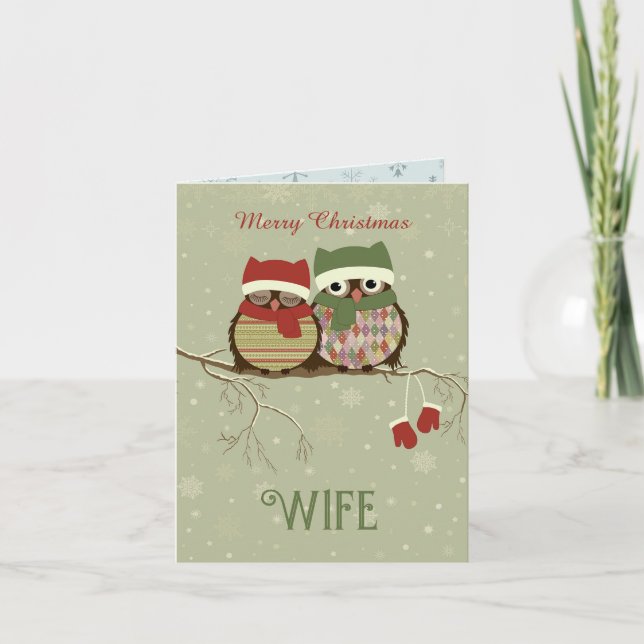 Tarjeta Vintage Owls Wife Navidades (Anverso)
