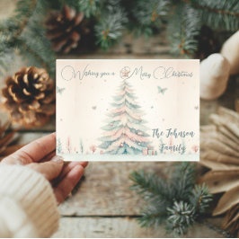 Tarjeta Vintage pale Merry Christmas, saludo personalizado