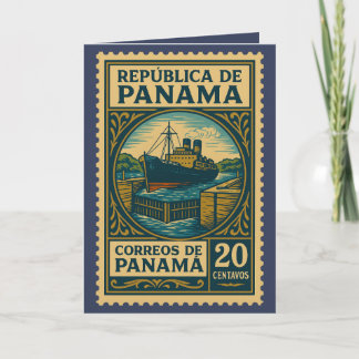 Tarjeta Vintage Panama Postage Stamp