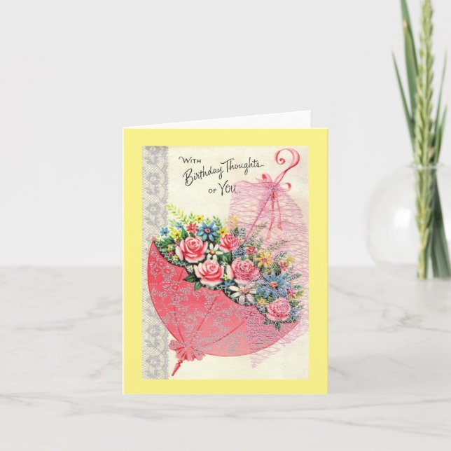 Tarjeta Vintage Parasol Birday Card (Anverso)