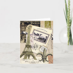 Tarjeta Vintage Paris Collage...notecard