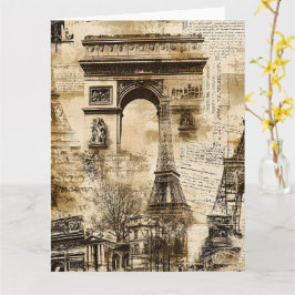 Tarjeta Vintage Paris Pattern – Eiffel Tower Home Decor