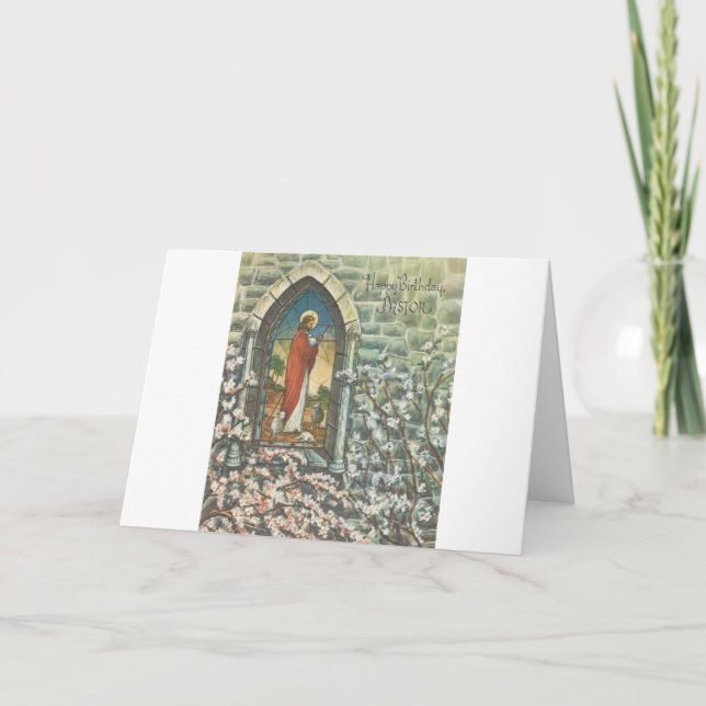 Tarjeta Vintage Pastor Cumpleaños (Anverso)