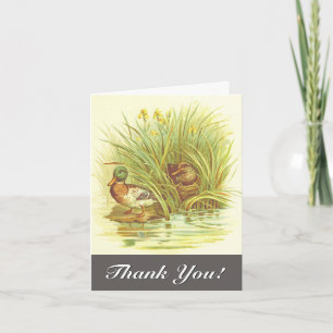 Tarjeta Vintage, Patos Cerca Del Agua "¡Gracias!"