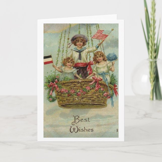 Tarjeta Vintage - patriótico Un saludo (Anverso)