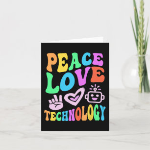 Tarjeta Vintage Peace Love Technology Retro Teach