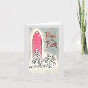 Tarjeta Vintage Peace On Earth Nativity Navidad Card