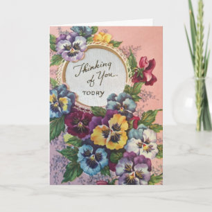 Tarjeta Vintage - pensando en usted hoy,
