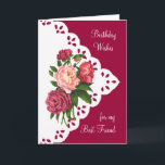 Tarjeta Vintage Peony Flower for Best Friend Birthday<br><div class="desc">Vintage Peony Flower for Best Friend Birthday</div>