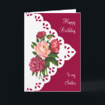 Tarjeta Vintage Peony Flower Sister Scripster Verse<br><div class="desc">Vintage Peony Flower para el cumpleaños de la hermana con bellas escrituras: "El Señor te bendice y te guarda; el Señor te hace brillar la cara sobre ti,  y sé amable contigo. El Señor levanta su rostro sobre ti y te da paz". Números 6:22-27</div>