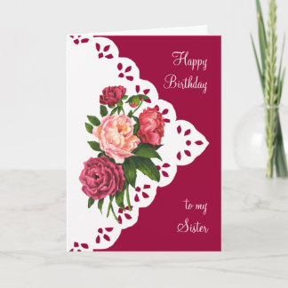 Tarjeta Vintage Peony Flower Sister Scripster Verse