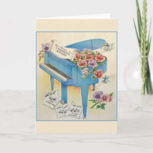 Tarjeta Vintage Piano Music Birthday Greaming Card