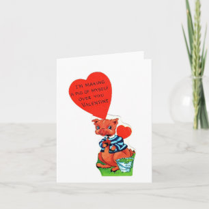 Tarjeta Vintage Pig Valentine